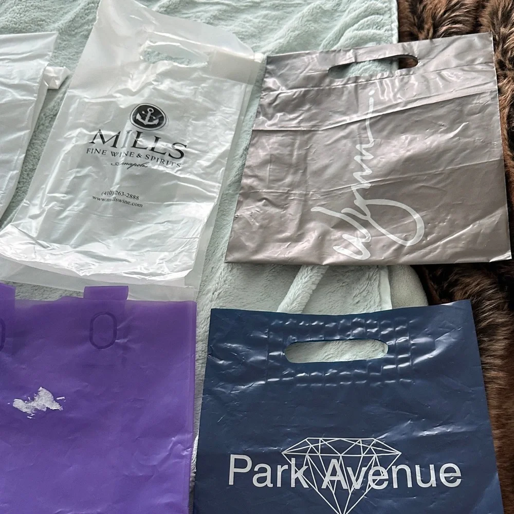 9 Assorted Empty Plastic Gift Bags